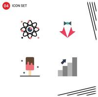 Group of 4 Flat Icons Signs and Symbols for atom tie link heart cream Editable Vector Design Elements