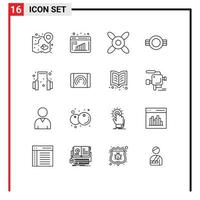 Stock Vector Icon Pack of 16 Line Signs and Symbols for help rank data evaluation plain insignia Editable Vector Design Elements