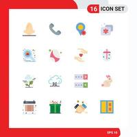 16 iconos creativos, signos y símbolos modernos de propiedades, spa, instalaciones telefónicas, alojamiento, paquete editable de elementos creativos de diseño de vectores. vector