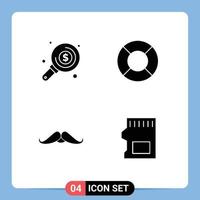 Modern Set of 4 Solid Glyphs and symbols such as find movember investment recreations men Editable Vector Design Elements