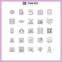 paquete de iconos de vector de stock de 25 signos y símbolos de línea para elementos de diseño de vector editables de diploma de consola de taza de dispositivo de base de datos