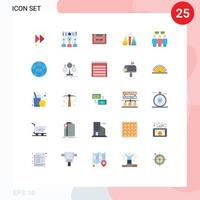 Set of 25 Modern UI Icons Symbols Signs for communication lab analog dope deck Editable Vector Design Elements