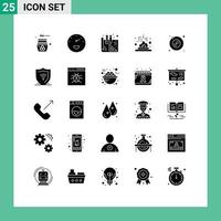 paquete de iconos vectoriales de stock de 25 signos y símbolos de línea para planos de disco multimedia elementos de diseño vectorial editables de calor científico vector