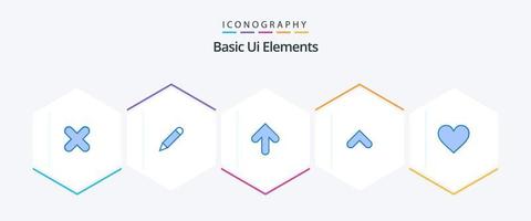 Basic Ui Elements 25 Blue icon pack including heart. sign. arrow. up. arrow vector