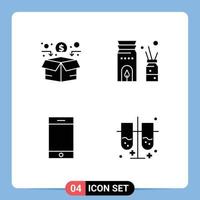 Set of 4 Modern UI Icons Symbols Signs for funding iphone crowd funding relax lab test tubes Editable Vector Design Elements