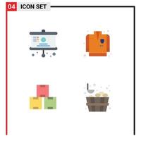 User Interface Pack of 4 Basic Flat Icons of board production presentation fireman bucket Editable Vector Design Elements