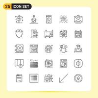 Group of 25 Lines Signs and Symbols for message information mobile application email bengal fire Editable Vector Design Elements