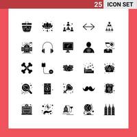 Modern Set of 25 Solid Glyphs and symbols such as organization move new year left team Editable Vector Design Elements