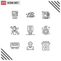 Modern Set of 9 Outlines Pictograph of bath internet nature globe water Editable Vector Design Elements