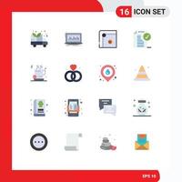 16 Universal Flat Colors Set for Web and Mobile Applications tea notice air hockey document approve Editable Pack of Creative Vector Design Elements