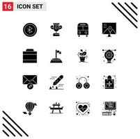 16 User Interface Solid Glyph Pack of modern Signs and Symbols of dollars photo retouching deliver photo editing image editing Editable Vector Design Elements