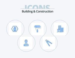 diseño de iconos del paquete de 5 iconos azules de construcción y construcción. cepillar. tráfico. construcción. signo. parada vector