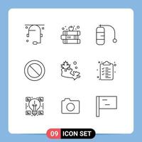 Modern Set of 9 Outlines Pictograph of web canada diving map cancel Editable Vector Design Elements