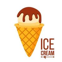 Ice Cream Icon Vector. Tasty Cone With Chocolate. Dessert. Isolated Flat Cartoon Illustration vector