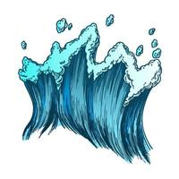 Color Rushing Tropical Sea Marine Wave With Drop Vector