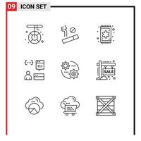 Modern Set of 9 Outlines Pictograph of control development carpet develop app Editable Vector Design Elements