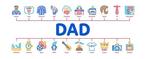 Dad Father Parent Minimal Infographic Banner Vector