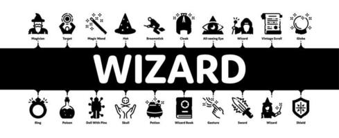 Wizard Magic Minimal Infographic Banner Vector