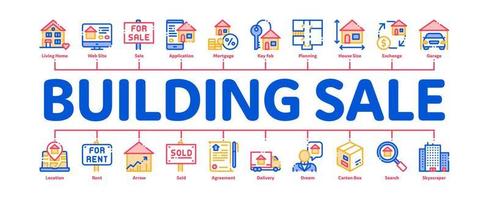 Building House Sale Minimal Infographic Banner Vector