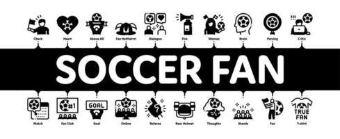 el aficionado al fútbol atribuye el vector de banner infográfico mínimo