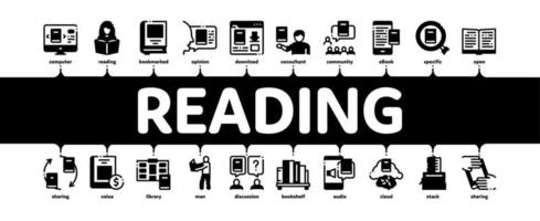 Reading Library Book Minimal Infographic Banner Vector