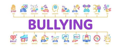 Bullying Aggression Minimal Infographic Banner Vector