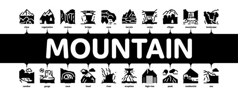 Mountain Landscape Minimal Infographic Banner Vector