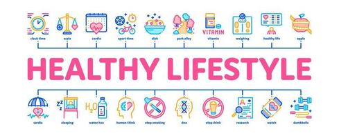 Healthy Lifestyle Minimal Infographic Banner Vector