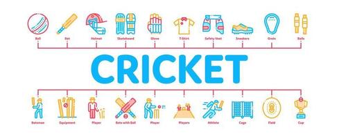 Cricket Game Minimal Infographic Banner Vector
