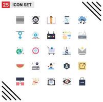 Stock Vector Icon Pack of 25 Line Signs and Symbols for sound cloud text education audio service Editable Vector Design Elements