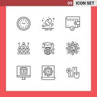 Modern Set of 9 Outlines and symbols such as resources management complete leadership business Editable Vector Design Elements