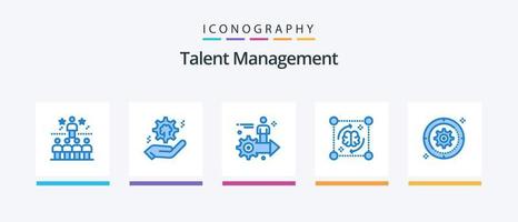 Talent Management Blue 5 Icon Pack Including file. mind. brain. man. arrow. Creative Icons Design vector