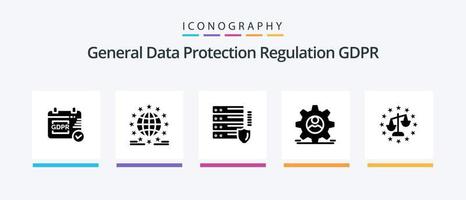 Gdpr Glyph 5 Icon Pack Including data . network . security. network. Creative Icons Design vector