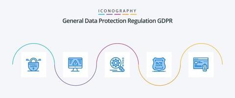 paquete de iconos gdpr blue 5 que incluye carpeta. privado. gdpr. privacidad. gdpr vector