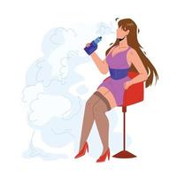 Vape Girl Smoking Electronic Cigarette Vector