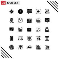 Solid Glyph Pack of 25 Universal Symbols of ecology network approve secure share Editable Vector Design Elements