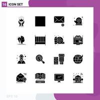 Pack of 16 creative Solid Glyphs of bedroom programming preferences making user Editable Vector Design Elements