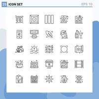 Universal Icon Symbols Group of 25 Modern Lines of economy chart web design digital iot Editable Vector Design Elements