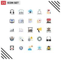Set of 25 Vector Flat Colors on Grid for hand ring media present power Editable Vector Design Elements