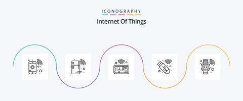 Internet Of Things Line 5 Icon Pack Including . pulsometer. mobile. heart. usb vector