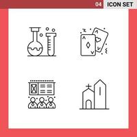 Group of 4 Filledline Flat Colors Signs and Symbols for chemistry card laboratory game presentation Editable Vector Design Elements