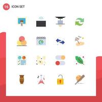 16 Universal Flat Color Signs Symbols of color rotate decor reload light Editable Pack of Creative Vector Design Elements