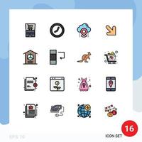 16 Universal Flat Color Filled Line Signs Symbols of logistic delivery pin right arrow Editable Creative Vector Design Elements