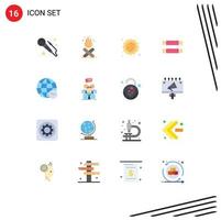 Flat Color Pack of 16 Universal Symbols of time internet sunny globe easter Editable Pack of Creative Vector Design Elements