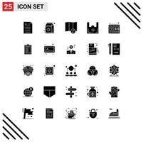 Set of 25 Modern UI Icons Symbols Signs for web player sync supermarket plastic Editable Vector Design Elements