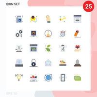 Flat Color Pack of 25 Universal Symbols of web page touchscreen left intersect Editable Vector Design Elements