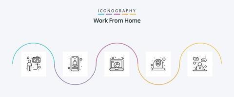 Work From Home Line 5 Icon Pack Including webcam. camera. smartphone. online. meeting vector
