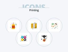 diseño de icono de paquete de 5 iconos planos de impresión. cuentagotas. tri. color. imprimir. volantes vector