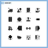 Pictogram Set of 16 Simple Solid Glyphs of smartphone interface book money hand Editable Vector Design Elements