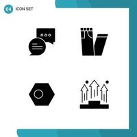 Set of 4 Commercial Solid Glyphs pack for chat country fashion asian business Editable Vector Design Elements